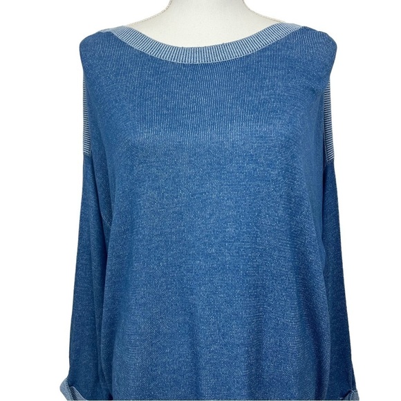 Chico’s Women’s Pullover Sweater Sz 3=Large Sz 16 Color Blue Stretch Cuff Sleeve - Picture 2 of 12
